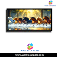 Bring Home Good Fortune & Elegance with the Stunning 7 Horse Running Painting - Image 2