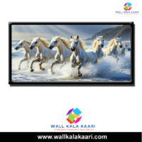 Elegant Seven Running Horses Canvas Wall Painting - Image 2