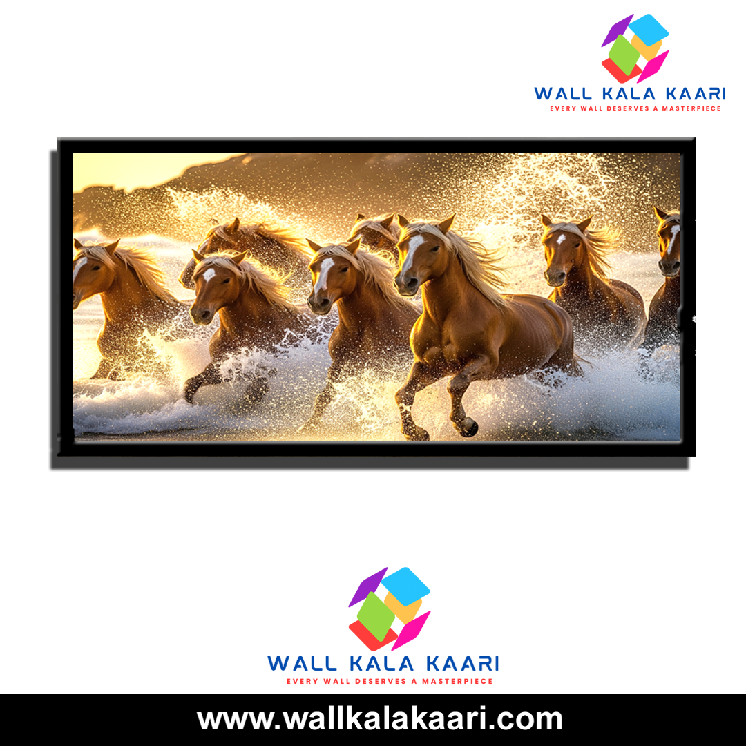 7 Running Horses Canvas Painting - Image 2