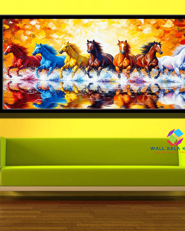 Dynamic 7 Horses Running Canvas – Perfect for Living Room, Office & Gifting.