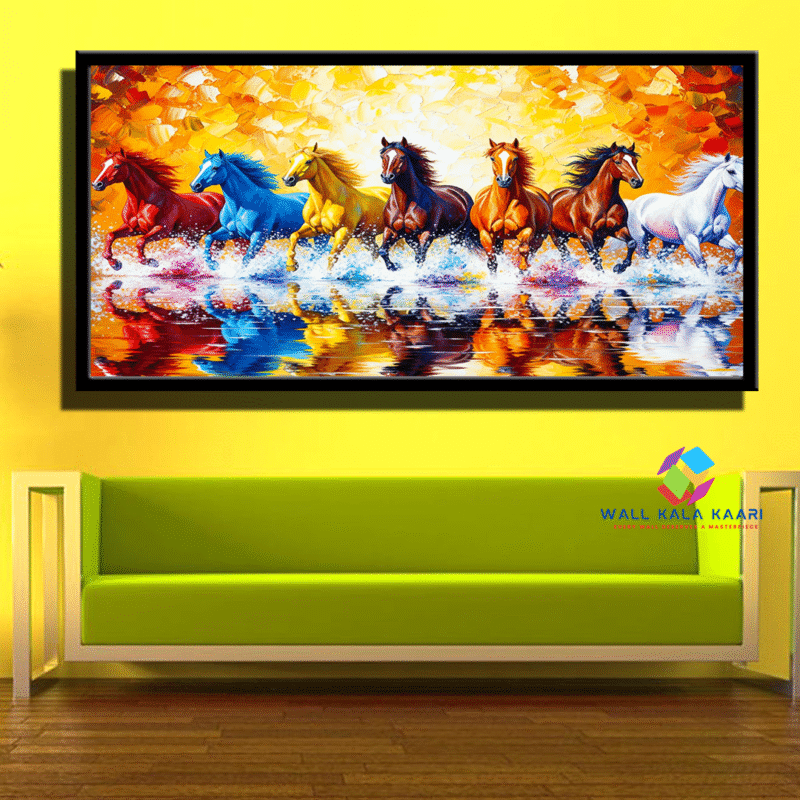 Dynamic 7 Horses Running Canvas – Perfect for Living Room, Office & Gifting.