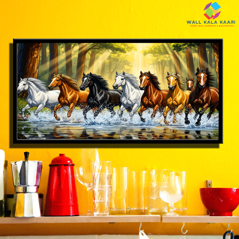 Dynamic 7 Horses Running Canvas – Perfect for Living Room, Office & Gifting.