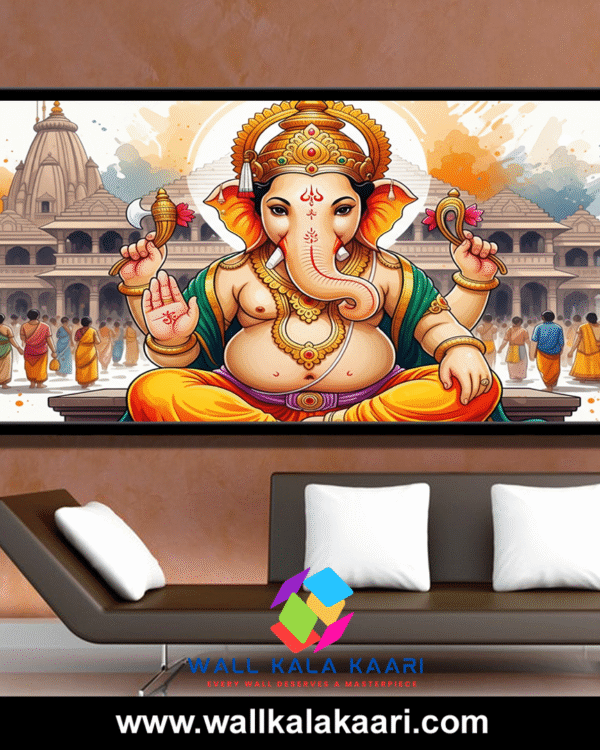 Celebrate divinity and tradition with this beautifully crafted Lord Ganesh painting