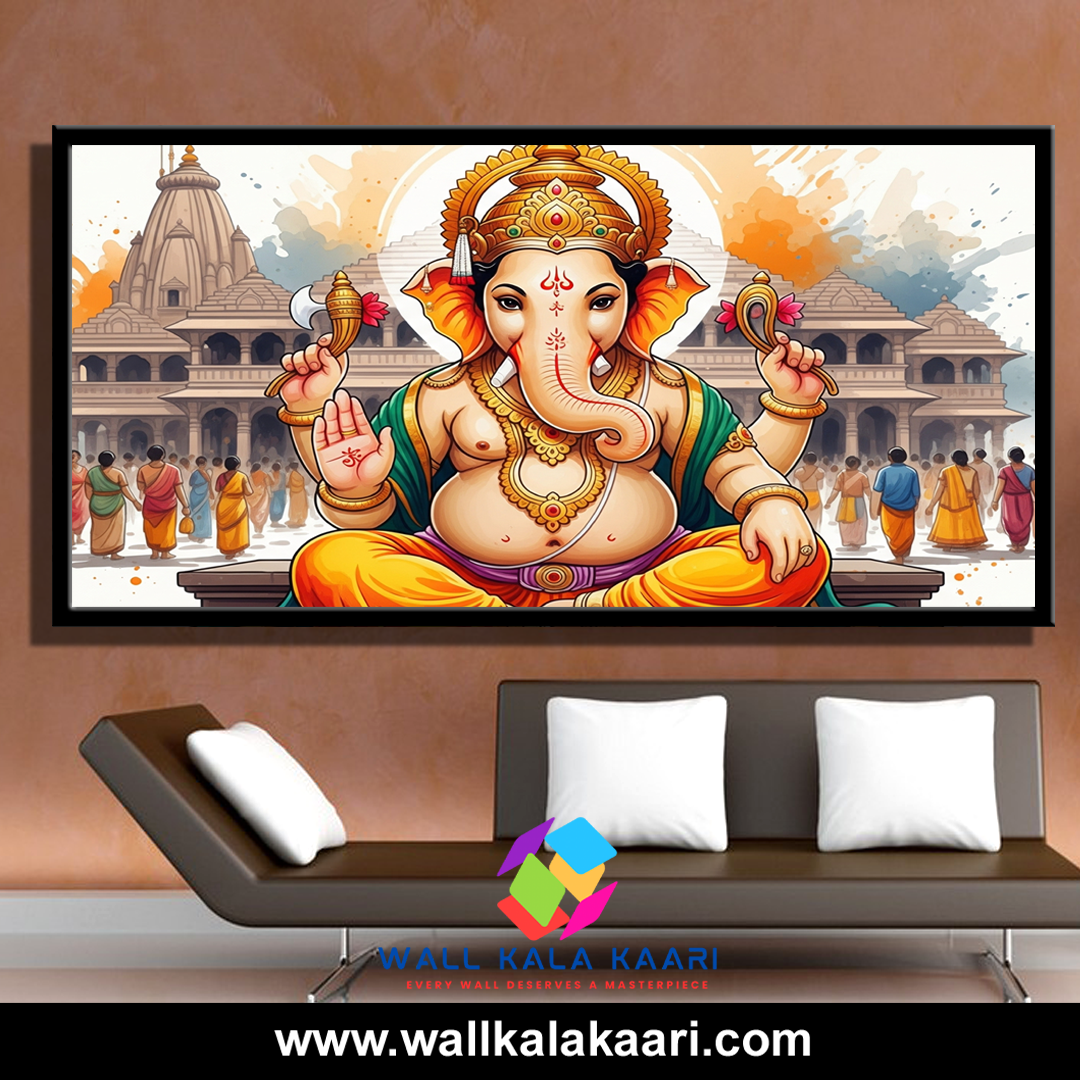 Celebrate divinity and tradition with this beautifully crafted Lord Ganesh painting