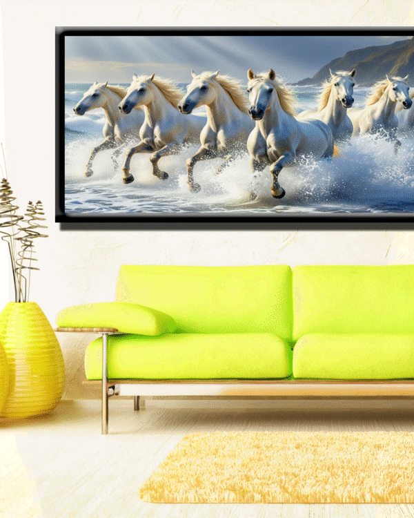 Elegant Seven Running Horses Canvas Wall Painting