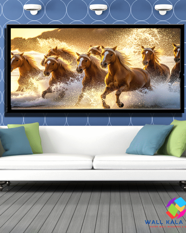 7 Running Horses Canvas Painting