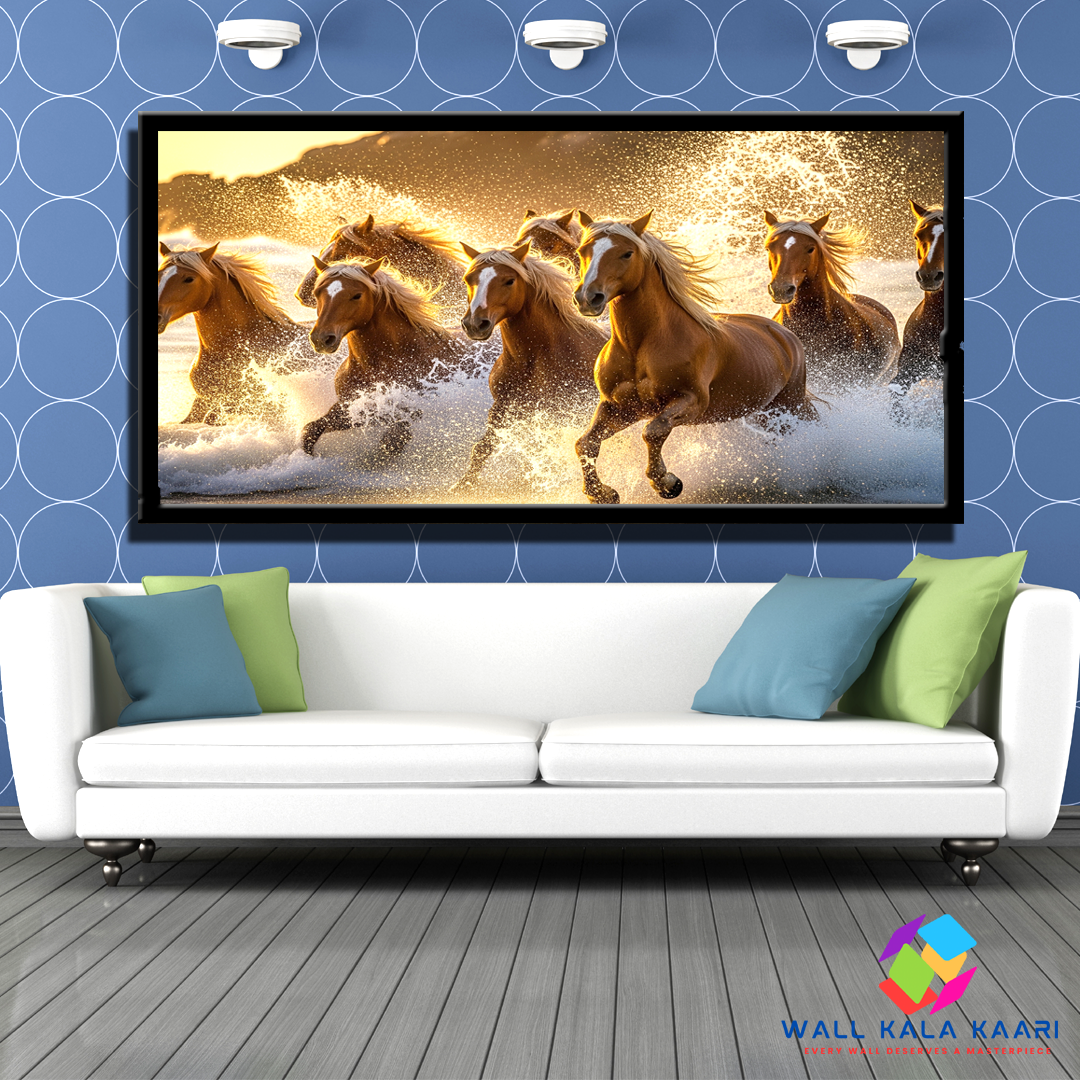 7 Running Horses Canvas Painting