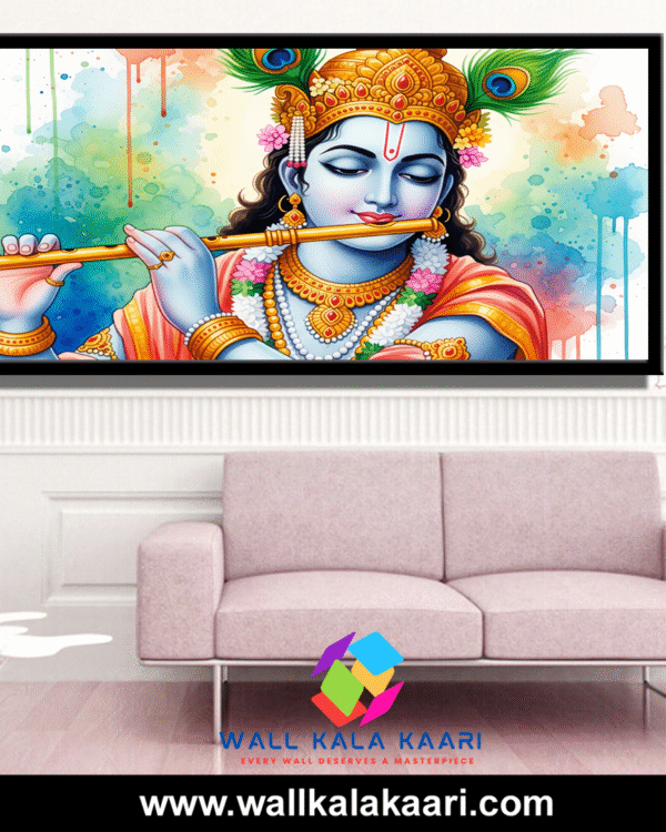 Bring home spiritual harmony with this stunning Krishna wall art.