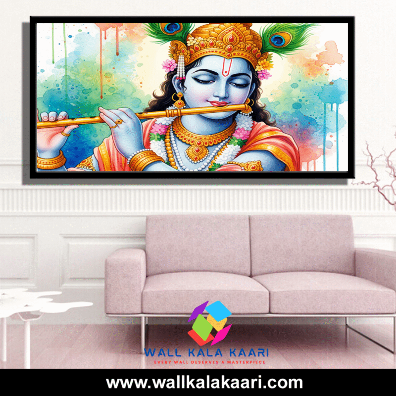 Bring home spiritual harmony with this stunning Krishna wall art.